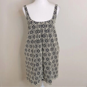 THREAD Social Embroidered Strap Midj Dress Pockets Overlay Black White Floral 0